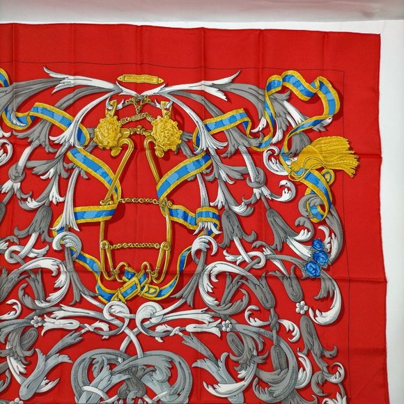 Authentic Hermes scarf Carre 90 Reds Silk100% - Picture 6 of 10